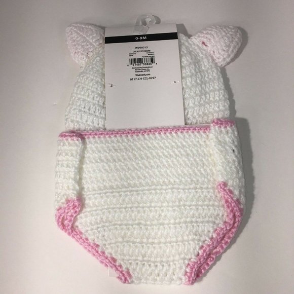 Hand Crocheted Hat And Diaper Cover Unicorn Sz 0-9 Months Infant Baby Photo New - Picture 3 of 12